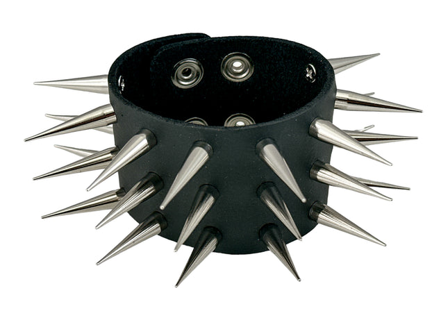 FB364 3 ROWS OF PIN/TALL SPIKE HEAVY WEIGHT BRACELET
