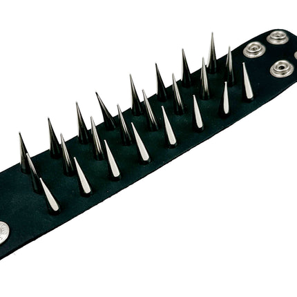 FB364 3 ROWS OF PIN/TALL SPIKE HEAVY WEIGHT BRACELET