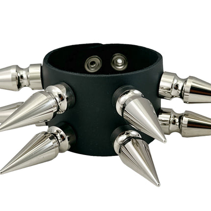 FB367  DOUBLE ROWS LARGE 2" LONG SPIKE BRACELET