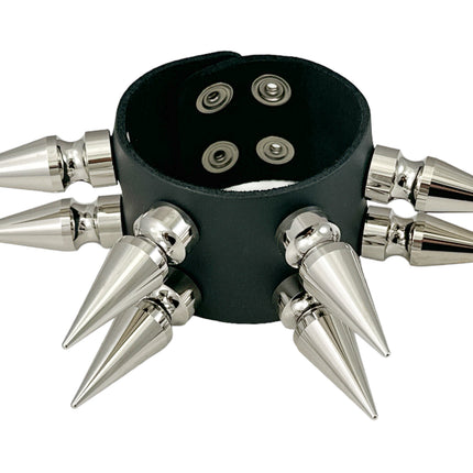 FB367  DOUBLE ROWS LARGE 2" LONG SPIKE BRACELET