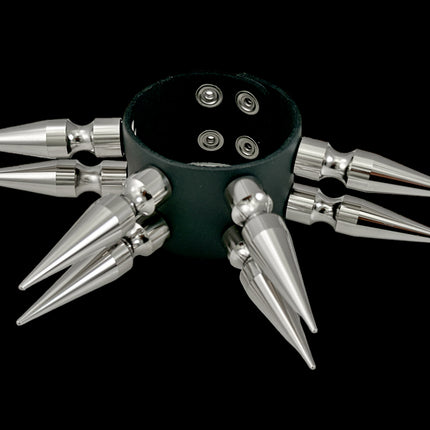 FB368  DOUBLE ROWS X-LARGE 3" LONG SPIKE BRACELET
