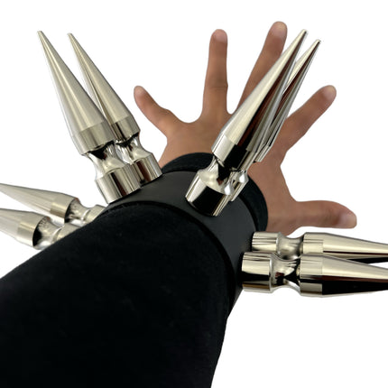 FB368  DOUBLE ROWS X-LARGE 3" LONG SPIKE BRACELET