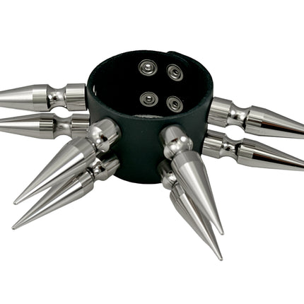 FB368  DOUBLE ROWS X-LARGE 3" LONG SPIKE BRACELET