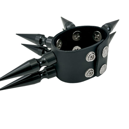 FB368  DOUBLE ROWS X-LARGE 3" LONG SPIKE BRACELET