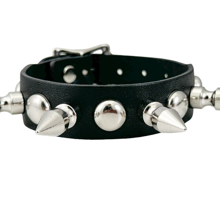 FB372  3/4"WIDE 1/2"  ROUND STUDDED 1" SPIKE BUCKLE BRACELET  STUDS BRACELET