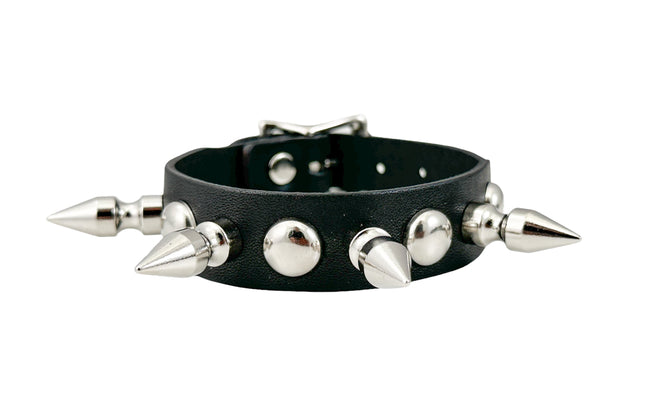 FB372  3/4"WIDE 1/2"  ROUND STUDDED 1" SPIKE BUCKLE BRACELET  STUDS BRACELET