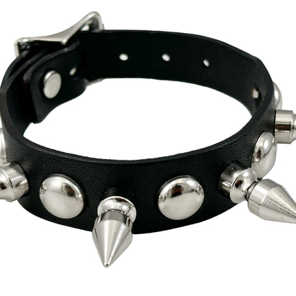 FB372  3/4"WIDE 1/2"  ROUND STUDDED 1" SPIKE BUCKLE BRACELET  STUDS BRACELET