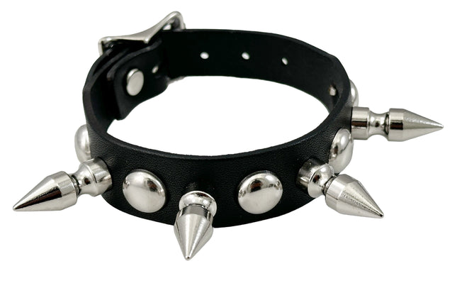 FB372  3/4"WIDE 1/2"  ROUND STUDDED 1" SPIKE BUCKLE BRACELET  STUDS BRACELET