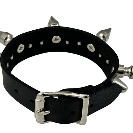 FB372  3/4"WIDE 1/2"  ROUND STUDDED 1" SPIKE BUCKLE BRACELET  STUDS BRACELET