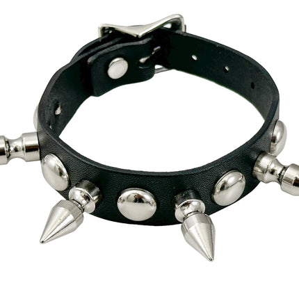 FB372  3/4"WIDE 1/2"  ROUND STUDDED 1" SPIKE BUCKLE BRACELET  STUDS BRACELET