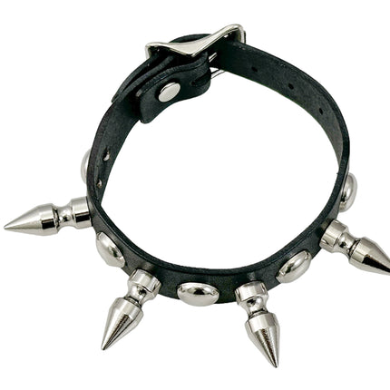 FB372  3/4"WIDE 1/2"  ROUND STUDDED 1" SPIKE BUCKLE BRACELET  STUDS BRACELET