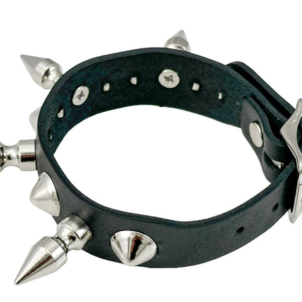 FB375   3/4" WIDE 1/2" CONICAL  STUDDED 1" SPIKE BUCKLE BRACELET  STUDS BRACELET