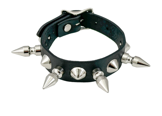 FB375   3/4" WIDE 1/2" CONICAL  STUDDED 1" SPIKE BUCKLE BRACELET  STUDS BRACELET
