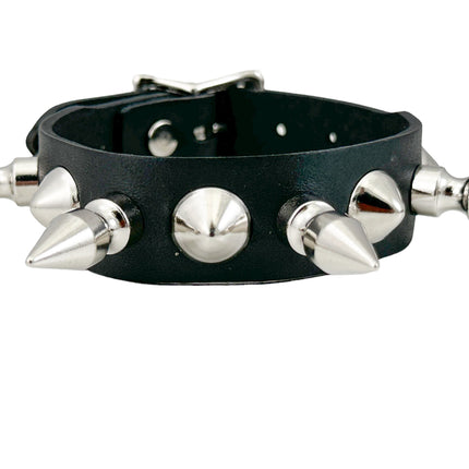 FB375   3/4" WIDE 1/2" CONICAL  STUDDED 1" SPIKE BUCKLE BRACELET  STUDS BRACELET
