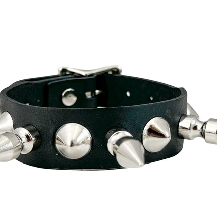 FB375   3/4" WIDE 1/2" CONICAL  STUDDED 1" SPIKE BUCKLE BRACELET  STUDS BRACELET