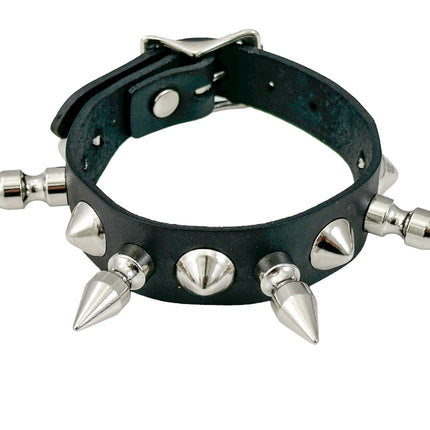 FB375   3/4" WIDE 1/2" CONICAL  STUDDED 1" SPIKE BUCKLE BRACELET  STUDS BRACELET