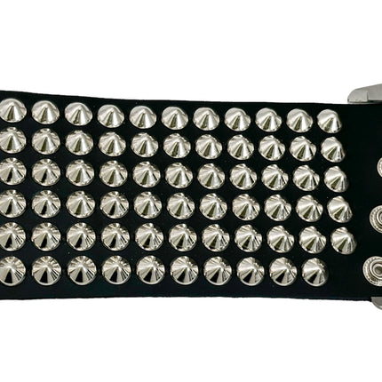 BC126CON   SIX ROW CONICAL STUD SHORT GAUNTLET BRACELET LEATHER