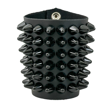 BC126UK  6 ROW UK77 STUD SHORT GAUNTLET BRACELET LEATHER