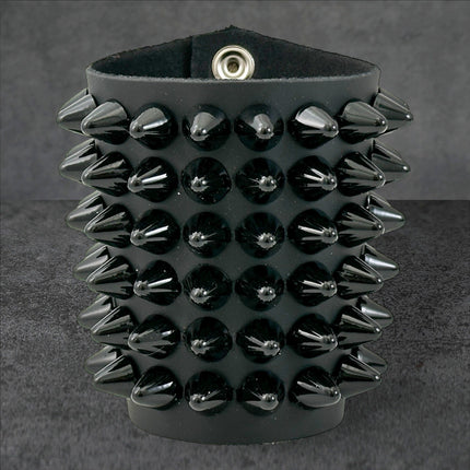 BC126UK  6 ROW UK77 STUD SHORT GAUNTLET BRACELET LEATHER