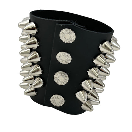 BC126UK  6 ROW UK77 STUD SHORT GAUNTLET BRACELET LEATHER