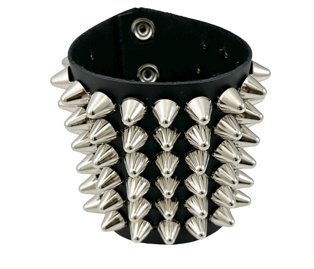 BC126UK  6 ROW UK77 STUD SHORT GAUNTLET BRACELET LEATHER
