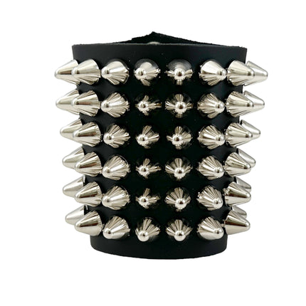 BC126UK  6 ROW UK77 STUD SHORT GAUNTLET BRACELET LEATHER
