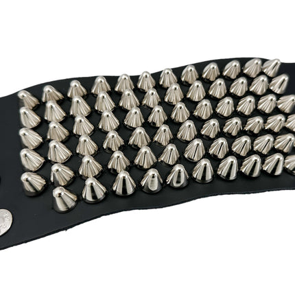 BC126UK  6 ROW UK77 STUD SHORT GAUNTLET BRACELET LEATHER