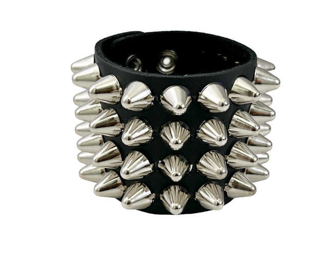 BC122UK FOUR 4  ROW UK77 STUD SHORT GAUNTLET BRACELET LEATHER