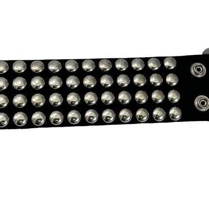 BC122RND FOUR  ROW LARGE ROUND  STUD SHORT GAUNTLET BRACELET LEATHER