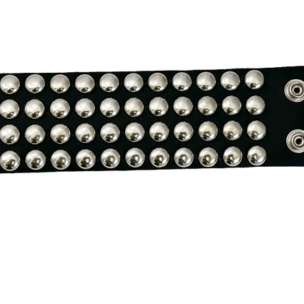 BC122RND FOUR  ROW LARGE ROUND  STUD SHORT GAUNTLET BRACELET LEATHER
