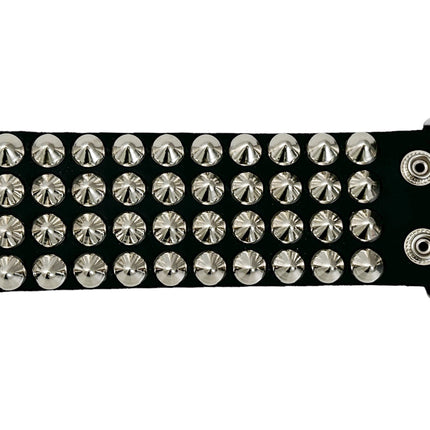 BC122CON  FOUR  ROW 1/2" CONICAL STUD SHORT GAUNTLET BRACELET LEATHER