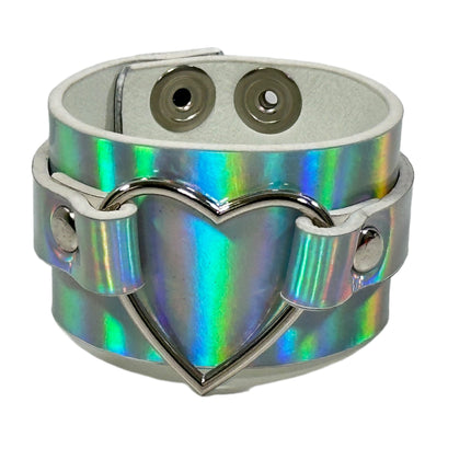 FB400RN RAINBOW  HEART COLOR RING BRACELET CUFF