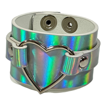 FB400RN RAINBOW  HEART COLOR RING BRACELET CUFF