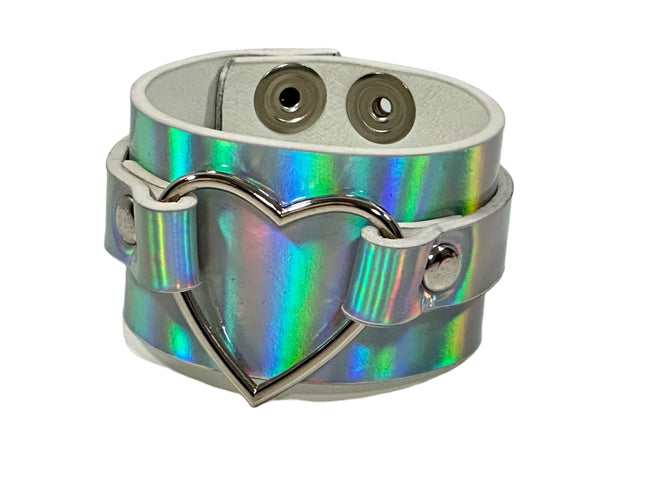 FB400RN RAINBOW  HEART COLOR RING BRACELET CUFF