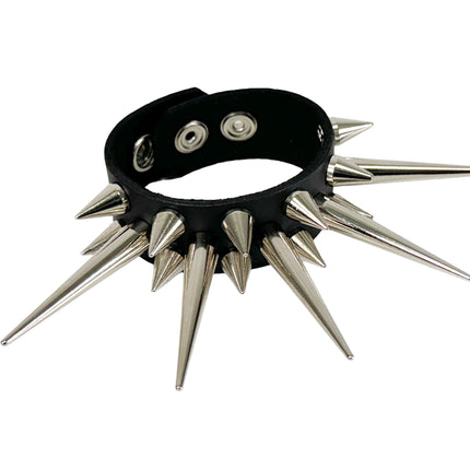 FB402  LARGE PIN SPIKE & CONE SPIKE 3 ROW BRACELET