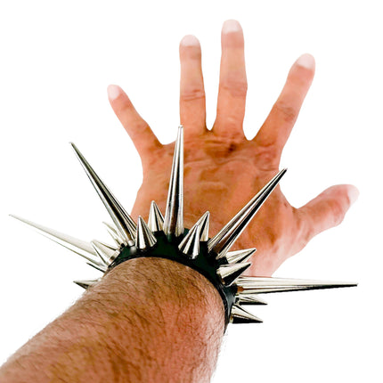 FB402  LARGE PIN SPIKE & CONE SPIKE 3 ROW BRACELET