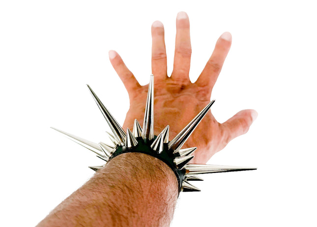 FB402  LARGE PIN SPIKE & CONE SPIKE 3 ROW BRACELET