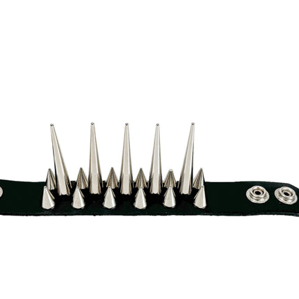 FB402  LARGE PIN SPIKE & CONE SPIKE 3 ROW BRACELET