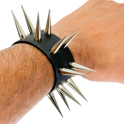 BC209TALL  2 ROW PIN SPIKE BRACELET