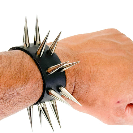 BC209TALL  2 ROW PIN SPIKE BRACELET
