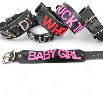 FB412-RS  RED LETTER NAME BUCKLE BRACELET