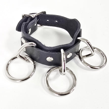 FB416  1 1/4" SKINNY THREE RING BONDAGE CUFF BRACELET
