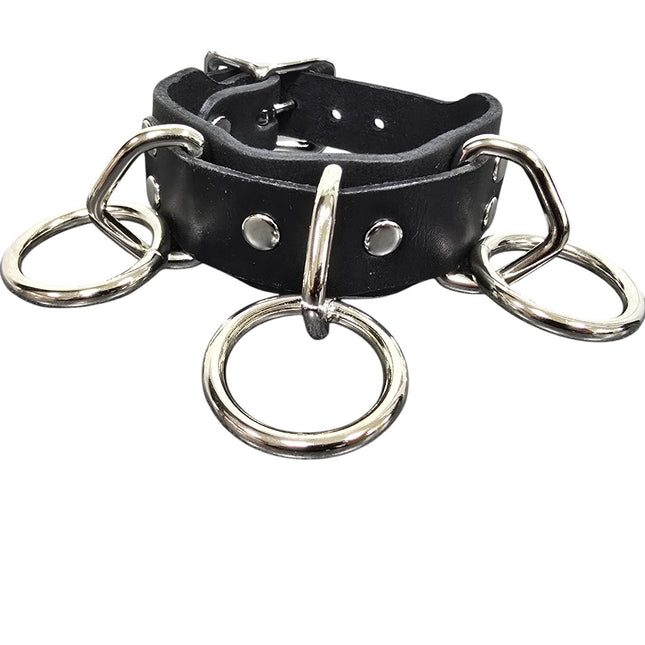FB416  1 1/4" SKINNY THREE RING BONDAGE CUFF BRACELET
