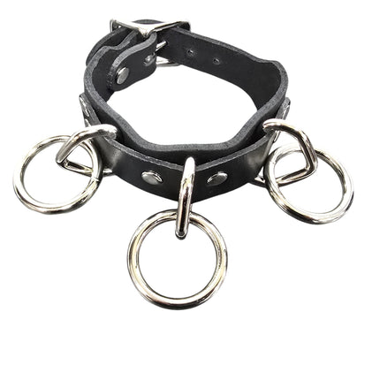 FB416  1 1/4" SKINNY THREE RING BONDAGE CUFF BRACELET