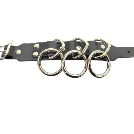 FB416  1 1/4" SKINNY THREE RING BONDAGE CUFF BRACELET