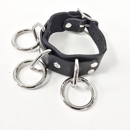 FB416  1 1/4" SKINNY THREE RING BONDAGE CUFF BRACELET