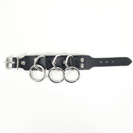 FB416  1 1/4" SKINNY THREE RING BONDAGE CUFF BRACELET
