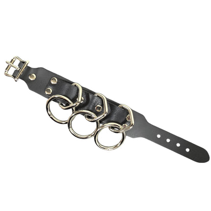 FB416  1 1/4" SKINNY THREE RING BONDAGE CUFF BRACELET