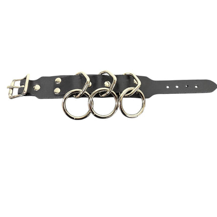 FB416  1 1/4" SKINNY THREE RING BONDAGE CUFF BRACELET