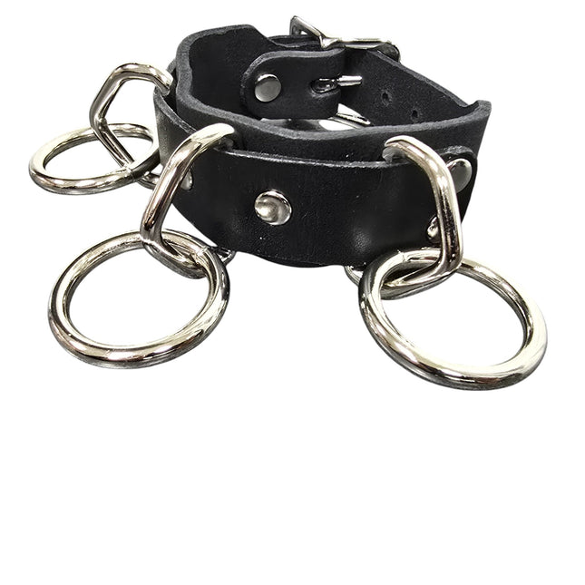 FB416  1 1/4" SKINNY THREE RING BONDAGE CUFF BRACELET